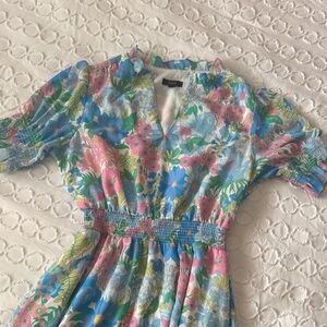 J. Crew Floral Maxi Dress in Blue and Pink